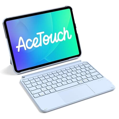 Inateck Coque Clavier pour iPad 11e/10e Gén, pour iPad 10e (10,9")/11e (2025 A16), Air 11" M3/M2, Air 6/5/4e, Pro 11 4e-1re, Clavier Ultraléger Détachable avec Pavé Tactile, Bleu AceTouch - Image 1