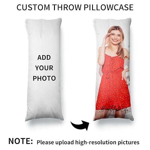Easycosy Custom Body Pillow with Picture & Text 20"x54", Two-Sides Photo Pillowcase, Personalized Soft Skin-Friendly Long Pillow Cover with Photo, Custom Love Keepsake Gifts (No Pillow Insert) thumbnail 6