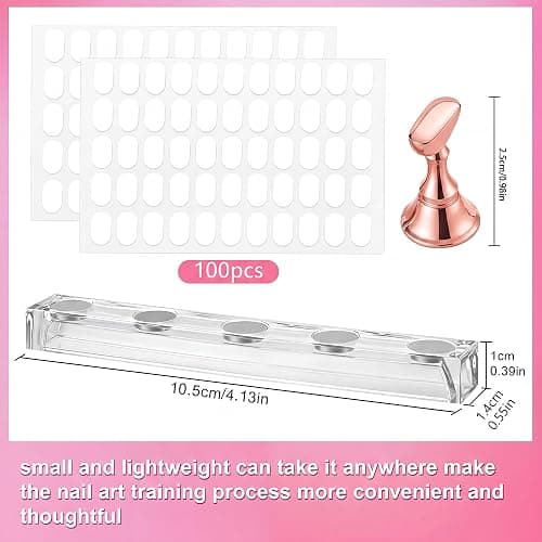 Difenni Nail Stand for Press Ons, Acrylic Magnetic Nail Tips Practice Holder,100 Pcs Reusable Double-Sided Tape Dot for Home DIY Salon Painting Nails Stand kit (Rose Gold) thumbnail 5