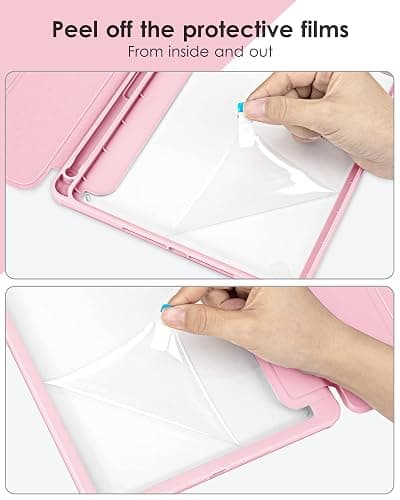 VIKESI for iPad 6th / 5th Generation 9.7 inch Case (2018/2017), iPad Air 2 & 1 (2014/2013) Case, Clear Back, Smart Cover [Built-in Pencil Holder, Auto Sleep/Wake] - Pink thumbnail 7