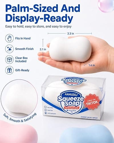 AAHUZGJ Crunchy Soap Squishy ASMR Bead Filled Realistic Handmade Bar Soap, Crunchy Soap Squishy Asmr Stress Ball, Realistic Bar Soap Shape Bead, Filled Crunchy Squishy Stress Ball(Blue) thumbnail 4