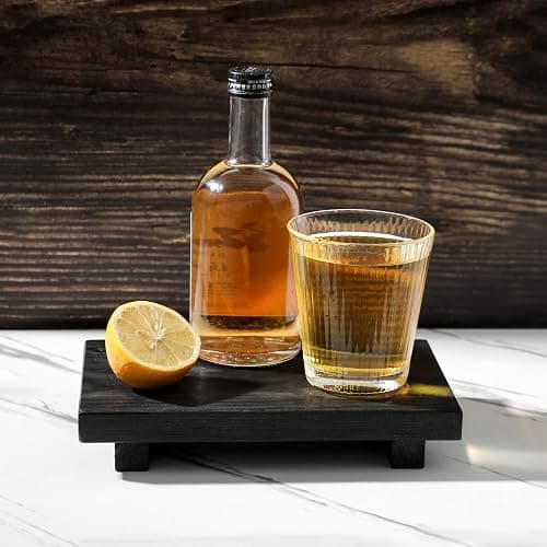Bathroom Counter Organizer Wood Pedestal Stand Farmhouse Decorative Tray Soap Holder for Kitchen Decor, 9" x 6" - Black thumbnail 5