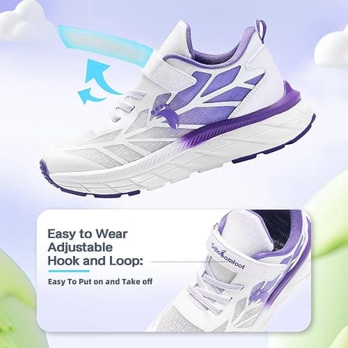 Kids Orthopedic Tennis Shoes for Boys and Girls: Comfortable Casual Plantar Fasciitis Arch Support Athletic Running Sneakers, Orthotic Breathable School Sports Walking Shoes for Foot and Pain Relief - 2 Little Kid - W5-purple White thumbnail 4