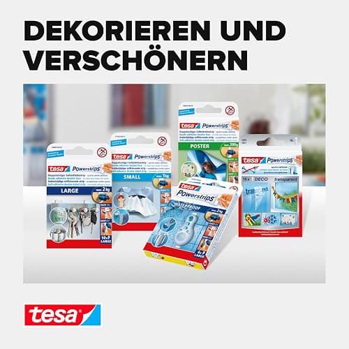 tesa Powerstrips POSTER - Doppelseitige Klebestreifen für Poster und Plakate - Selbstklebend und spurlos wieder ablösbar - Bis zu 200 g Halteleistung - 20 Stück thumbnail 7
