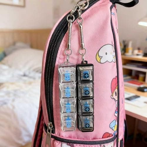2 Pack Keyboard Fidget Keychain,Keyboard Button Finger Clicker for Anxiety Relief (Transparent) thumbnail 2