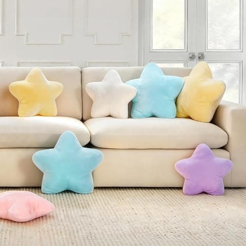 Nmkopzy 15.4 Inch Star Shaped Pillow Cute Yellow Decorative Throw Pillows for Couch Bed Sofa, Aesthetic Soft Floor Cushions for Living Room Bedroom Decor (Goose Yellow, 15.4" x 15.4") thumbnail 5