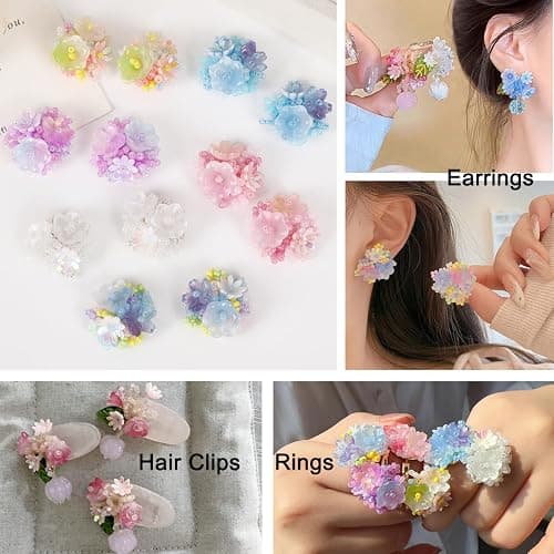 LadayPoa 100pcs Glass Bellflower Beads for Jewelry Making Mixed Color Trumpet Flower Beads Gradient Clear Cute Beads for Bracelets Making Aesthetic Beads Charms for DIY Necklace Decoration Gifts thumbnail 8