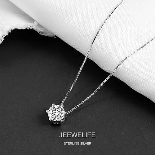 JeeweLife Sterling Silver Cubic Zirconia Necklace Birthday Gifts for Women (7-80th Birthday Gifts) - 20th thumbnail 3