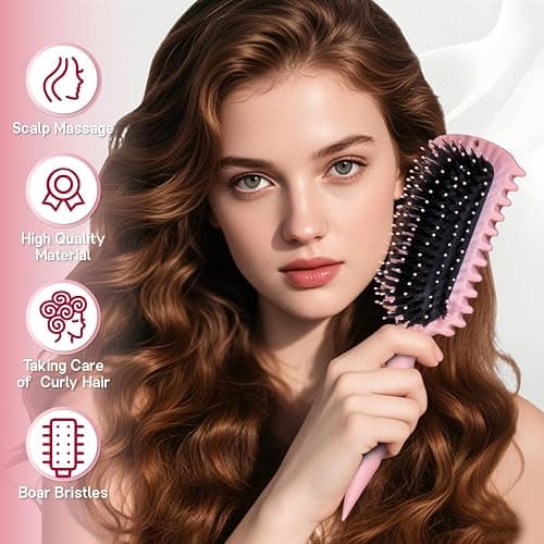Curly Hair Brush, Curl Defining Brush, Shaping and Defining Curls for Women Hair Brush for Combing and Shaping, Reduce Pulling and Curl Separation For Defined Curls (Pink) thumbnail 6