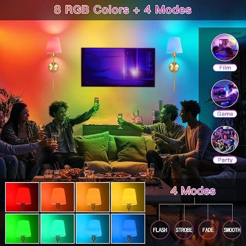 Ketom 2 Stück Wandleuchte Innen Akku, Wandlampe Innen LED Dimmbar, LED Wandleuchte Kabellos mit Fernbedienung, Timerfunktion, 3 Farbtemperaturen, 8 RGB Farben, Wandleuchte Ohne Stromanschluss, Gold thumbnail 4