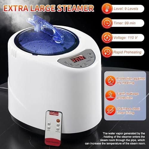 X-Vcak Upgraded Sauna Box for Relaxation, Detoxification, Portable Sauna for Home with Steamer, Remote Control, Folding Chair, 9 Levels, 2.6’ x 2.6’ x 5.9’ thumbnail 7