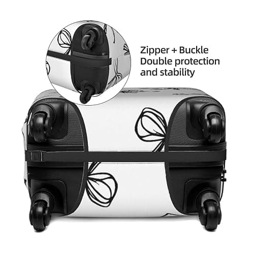 ZSUUGJ Black Bow Elastic Travel Luggage Cover, Washable Spandex Suitcase Protector, Anti-Scratch Fits 18-32 Inch, Black, Medium thumbnail 5