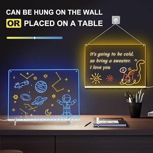 Led Note Board with Colors,16''Drawing Tablet,6 Modes & 8 Colors Light Up Drawing Board,Kids Toy with 13 Light Effects,Birthday Holiday Day Gifts for Girls & Boys Age 3+,7 Markers & Tracing Book thumbnail 7