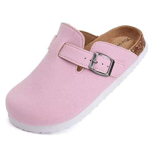 Torotto Kids Suede Clogs Cork Footbed Toddler Slippers with Arch Support & Adjustable Straps for Boys Girls Indoor & Outdoor - Image 1