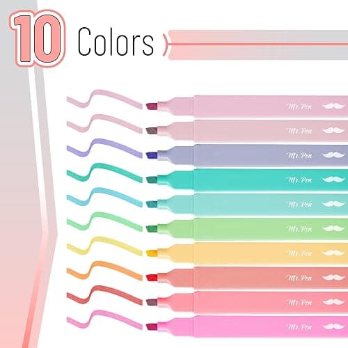 Mr. Pen- Aesthetic Highlighters No Bleed, 10 Pack, Assorted Colors | Chisel Tip, Cute Highlighters Assorted Colors for Journaling, Highlighting, Underlining, Fast Dry, Back to School Supplies thumbnail 3