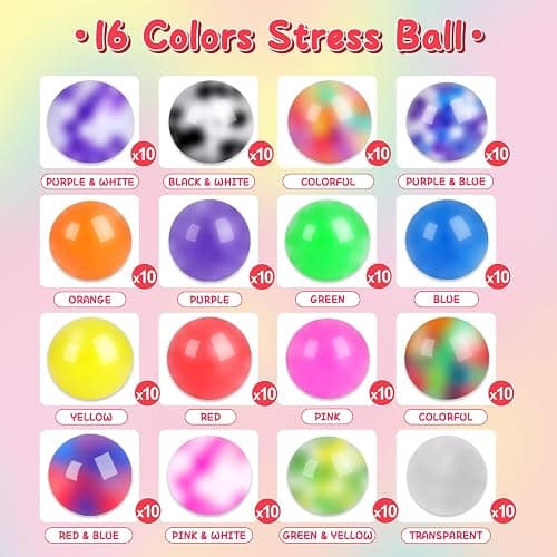 BESNEL 160 Pack Stress Balls for Adults, Bulk Squishy Ball, Stress Balls Set, Anti-Anxiety Easter Stress Relief Fidget Balls thumbnail 5