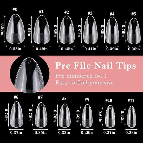 Nail Decoration Set, 240pc Almond Gel x Nail Tips Short Fake Nails Clear Acrylic Nails with with 10 Roll Nails Strip Tape for Nails Extension Fingernail Decoration thumbnail 2