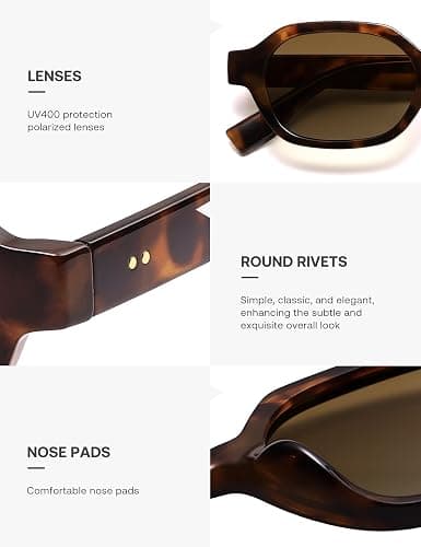 SOJOS Retro Polarisierte Hexagon Sonnenbrille Damen Herren Rectangle Trendy Sonnerbrillen mit UV400 Schutz SJ2389 thumbnail 4