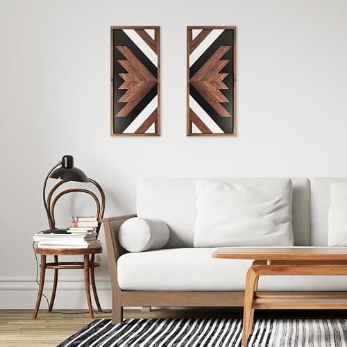 flangairy 2 Pcs Aztec Wall Decor With Wood Framed, 20.9x9.8 Inch Wooden Western Wall Art, Southwestern Native American Boho Bathroom Bedroom Living Room Rustic Home Decoration thumbnail 4