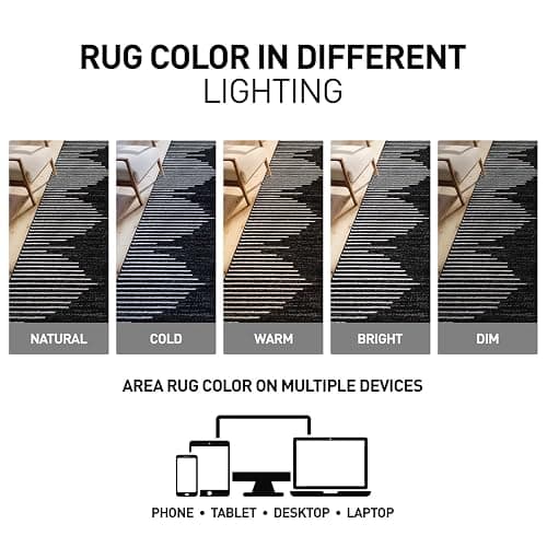 Rugshop Bohemian Stripe Stain Resistant High Traffic Living Room Kitchen Bedroom Dining Home Office Runner Rug 2' x 7' Black thumbnail 7