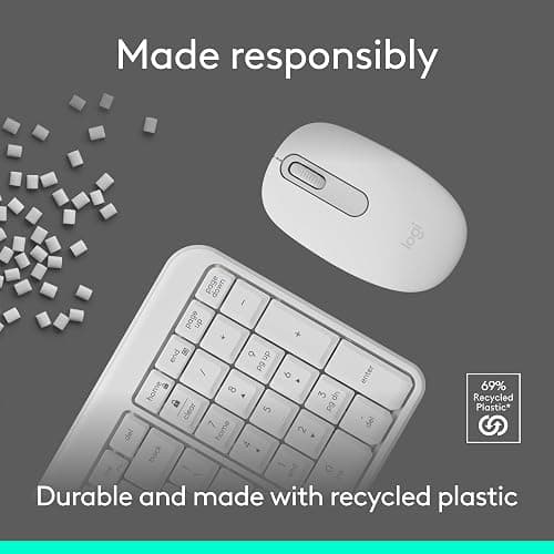 Logitech MK250 Bluetooth Wireless Mouse and Keyboard Combo: Fast & Easy Connectivity, Compact Wireless Keyboard, Ambidextrous Mouse, Durable Build - Windows/MacOS - White thumbnail 6