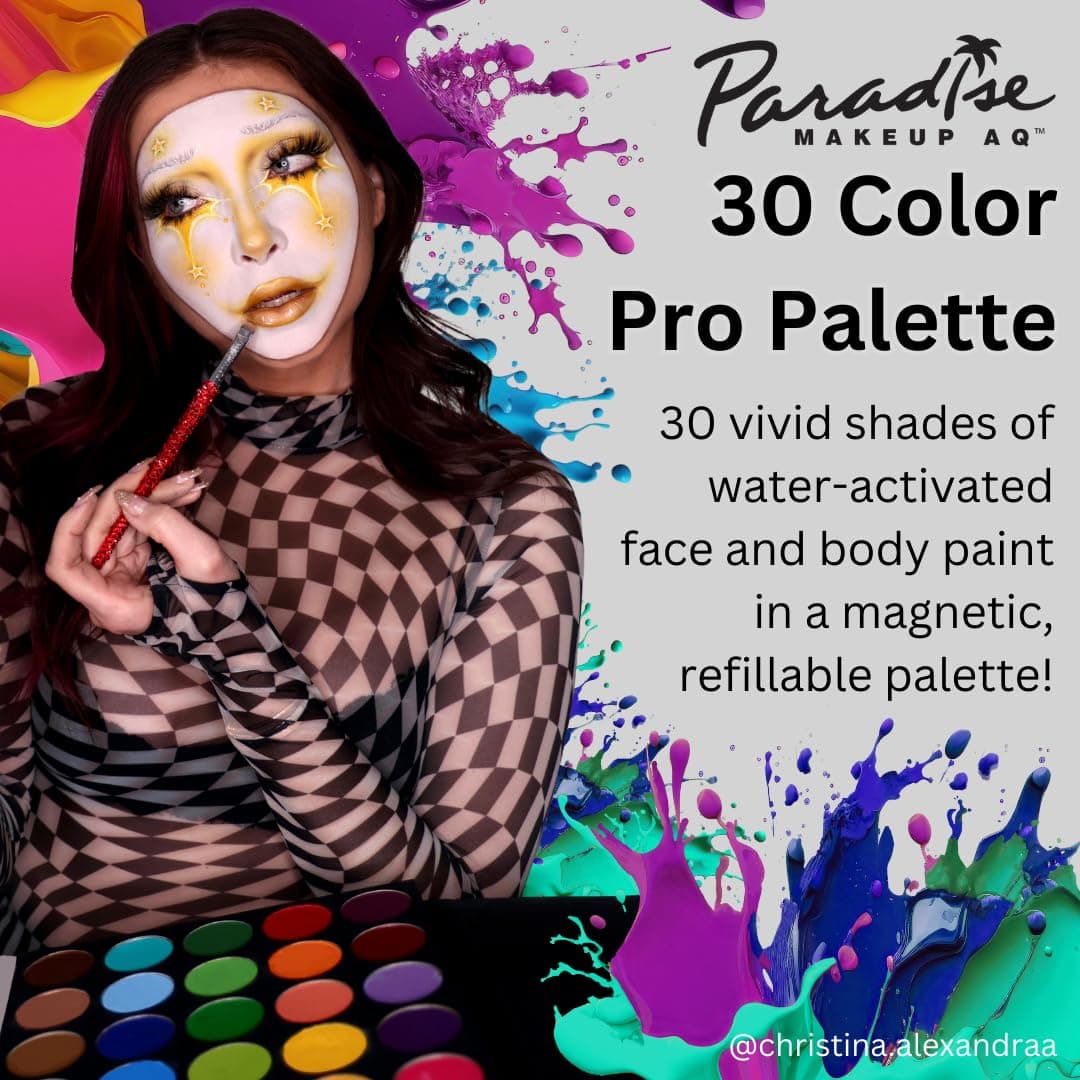 Mehron Makeup Paradise Makeup AQ 30 Color Pro Palette | Magnetic and Refillable Palette | Body Paint & Face Paint | Professional Makeup for Costumes, SFX, Halloween, & Cosplay thumbnail 4