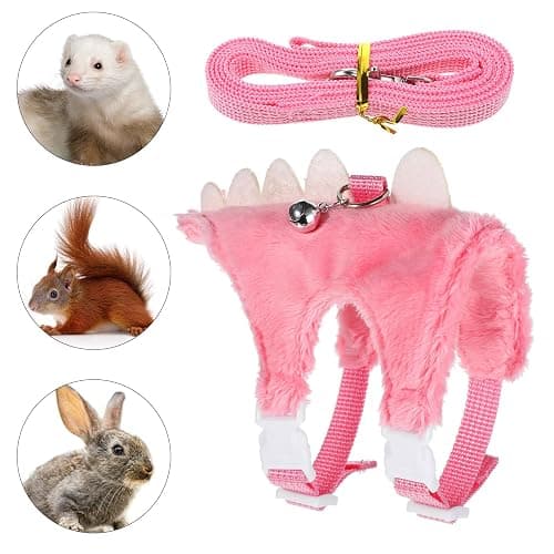 YBEATY Ferret Harness and Leash Set Small Animals Vest Harness with Safe Bell Dinosaur Shaped Leash Set for Baby Rabbit Guinea Pig Teacup Chihuahua Mouse and Other Small Pet (Pink) thumbnail 3