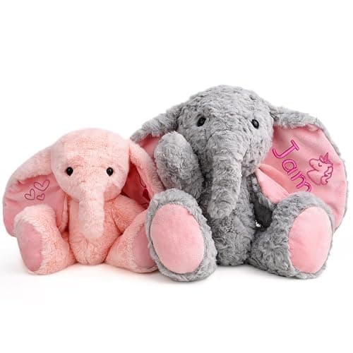 Personalized Elephant Stuffed Animals, Plush Elephant with Embroidered Name & Icon Stuffed Elephants Toys for Babies, Birthday Baby Shower Christmas Boy Girl Newborn Customized Keepsake Plush Gifts - Image 1