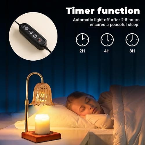 GODONLIF Candle Warmer Lamp, Dimmable Candle Lamp Warmer, Adjustable Height, Timer, Bedroom Living Room Home Decor Wax Melt Warmer for Scented Wax with 2 Bulbs, Gold - Gold thumbnail 4