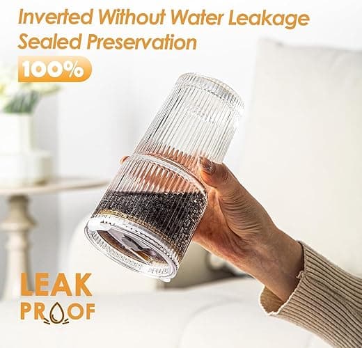 Snextek 20oz Glass Tumblers with Lids and Glass Straws, Thickened for Iced Coffee, Smoothies,Cocktails and Juices-Elegant Durable for Home, Office,Travel (Clear) thumbnail 8