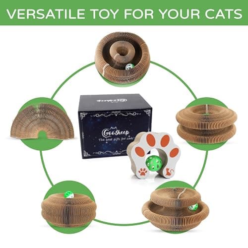 Goosheep Accordion Magic Organ Cat Scratcher Toys for Indoor Cats - Cardboard Cat Scratching Board Ball Scratcher Pad 1 Pack thumbnail 7