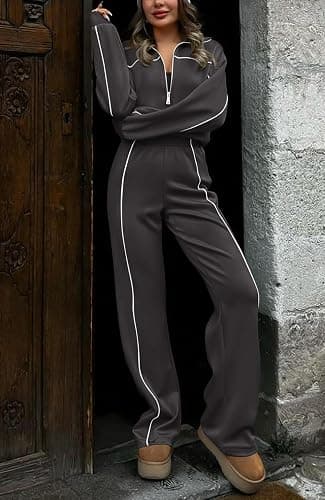 BTFBM Women's Two Piece Tracksuit Fall 2025 Long Sleeve Zip Up Sweatshirt Long Pants Outfits Jogger Sweatsuit Sets thumbnail 3