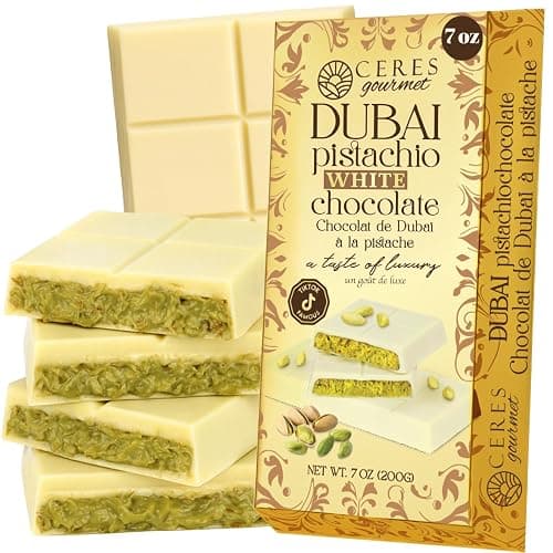 Dubai Chocolate Crispy Knafeh Pistachio Bar 7oz | Kunafa Filling Delight | Crunchy Rich Pistachio Kunafe Desert | Gourmet Gift (7 Oz, White Chocolate) - Image 1