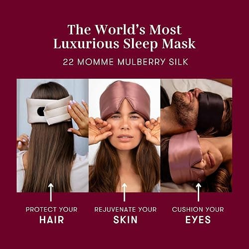 DROWSY Silk Sleep Mask - Face-Hugging, Padded Cocoon for Luxury Sleep in Total Darkness - 100% Pure Mulberry Silk (La Vie En Rouge) thumbnail 5