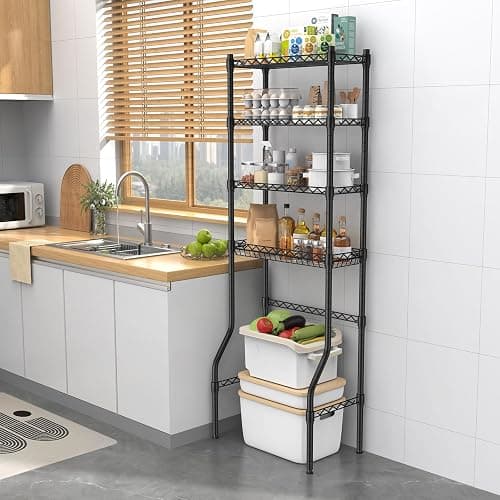 EAGMAK 4 Tier Over The Toilet Storage Rack, Bathroom Organizers and Storage Over Toilet with Adjustable Shelf and Basket, Above Toilet Storage Bathroom Cabinet for Small Space (Black) thumbnail 8