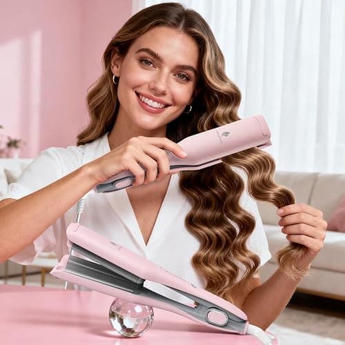 Curling Iron Hair Crimper Waver, MiroPure Beach Waves Curling Wand 1 inch with 30S Fast Heating & PTC Heater, Deep Waver Hair Curler for Women, Dual Voltage, Pink thumbnail 7