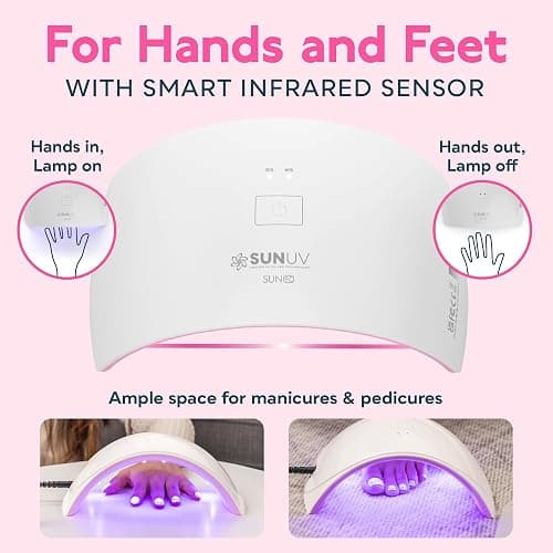 SUNUV UV LED Nail Lamp, Nail Dryer for Gel Polish UV Light for Nails with Sensor 2 Timers SUN9C Pink Gift for Women Girls thumbnail 2
