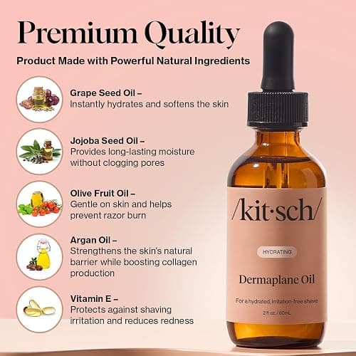 Kitsch Dermaplane Face Oil with Jojoba & Argan Oil – Hydrating Facial Formula for Dermaplaning Tool, Gua Sha & Razor Use – Irritation-Free Shave Oil for Soft, Radiant Skin – 2oz thumbnail 3