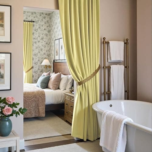 Lazzzy Light Green Velvet Curtains 96 Inches Long Thermal Insulated Drapes for Bedroom Living Room Darkening Window Treatments Rod Pocket 2 Panels, Citron thumbnail 7