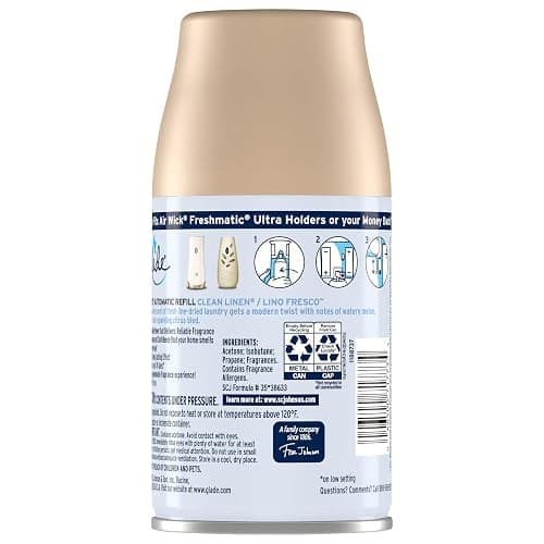 Glade Automatic Spray Refill and Holder Kit, Air Freshener for Home and Bathroom, Clean Linen, 6.2 Oz, 2 Count - Clean Linen thumbnail 2
