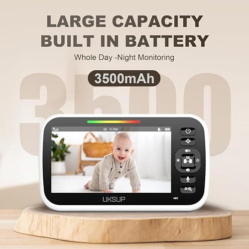 UKSUP Baby Monitor with Camera and Audio- Video Baby Monitor with 960ft Long Range, Remote Pan-Tilt-Zoom, Night Vision, Temperature Sensor, 2-Way Talk, 8 Lullabies, 30-Hour Battery & No WiFi thumbnail 5
