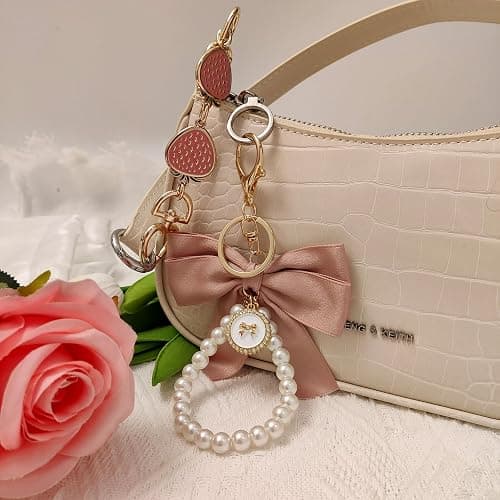 Nalefow 4Pcs Purse Extender Chain & Bow Keychain Kit, 2 Extender Chains & 2 Bow Charms,Handbag Strap Extenders Purse Charms thumbnail 7