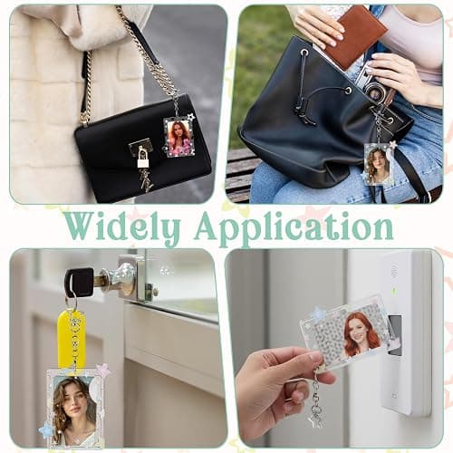2Pcs Star Photocard Holder with Metal Chain Transparent Y2K Charm Holders Acrylic Cute Protective Photocards with Star Pendant for Idol Card Photo Album thumbnail 5