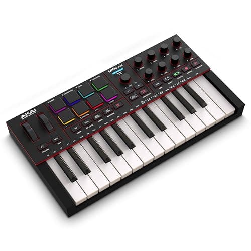 Akai Professional MPK Mini IV USB-C MIDI Keyboard Controller for Beginners and Producers - MPC Drum Pads, 360° Knobs, Pitch and Mod Wheels, Production Software, Native Instruments Sound Package, Black - Image 1