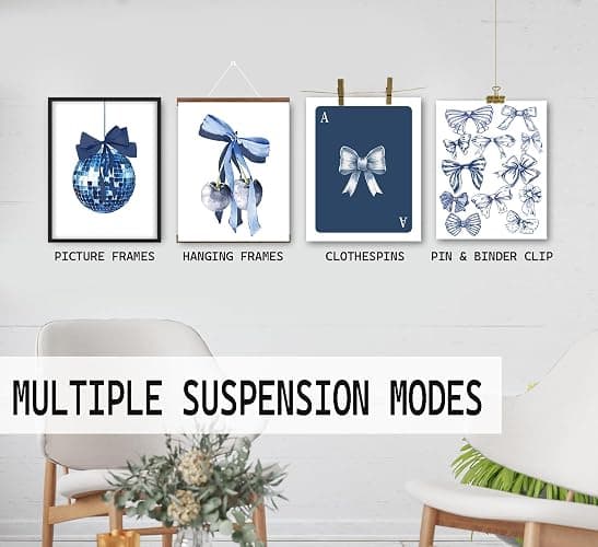 foedor Navy Blue Room Wall Decor,Navy Wall Art,Coquette Blue Bow Preppy Girly Prints,Boy Bedroom Decor,Trendy Navy Bow Disco Ball Cherry Wall Decor Posters for Girls Room Dorm, 8x10 Unframed,Set of 4 thumbnail 3