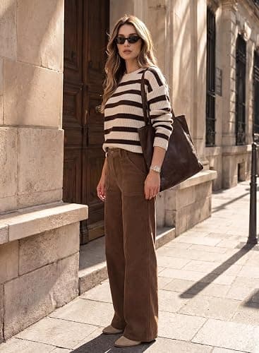 Acelitt Womens Wide Leg Corduroy Pants, S-XXL thumbnail 4
