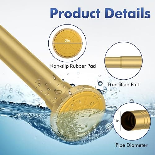 Shower Curtain Rod Adjustable 32"-80", Tension Shower Curtain Rod No Drilling Stainless Steel Rust Proof for RV Bathroom Shower Stall Apartment, Gold thumbnail 2