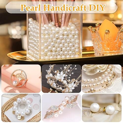 Pearl Beads for Craft, Anezus 200pcs Ivory Faux Fake Pearls, 12 MM Sew on Pearl Beads with Holes for Jewelry Making, Bracelets, Necklaces, Hairs, Crafts, Decoration and Vase Filler thumbnail 6