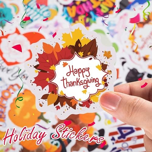 Outus 50 Pcs Seasonal Holiday Stickers Pack Halloween Christmas Easter | Teachers Classroom Rewards, Scrapbook Planner Decor, Party Supplies, Valentine Independence Day Thanksgiving Themes thumbnail 4