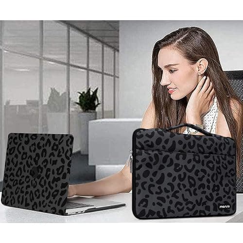 MOSISO Compatible with MacBook Air 13 inch Case 2025 2024 2023 2022 M4 A3240 M3 A3113 M2 A2681, Plastic Leopard Grain Hard Shell&Carrying Sleeve Bag&Keyboard Cover&Webcam Cover&Screen Protector, Black thumbnail 7